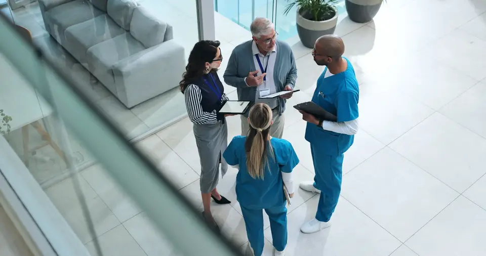 Healthcare professionals in a clinical setting