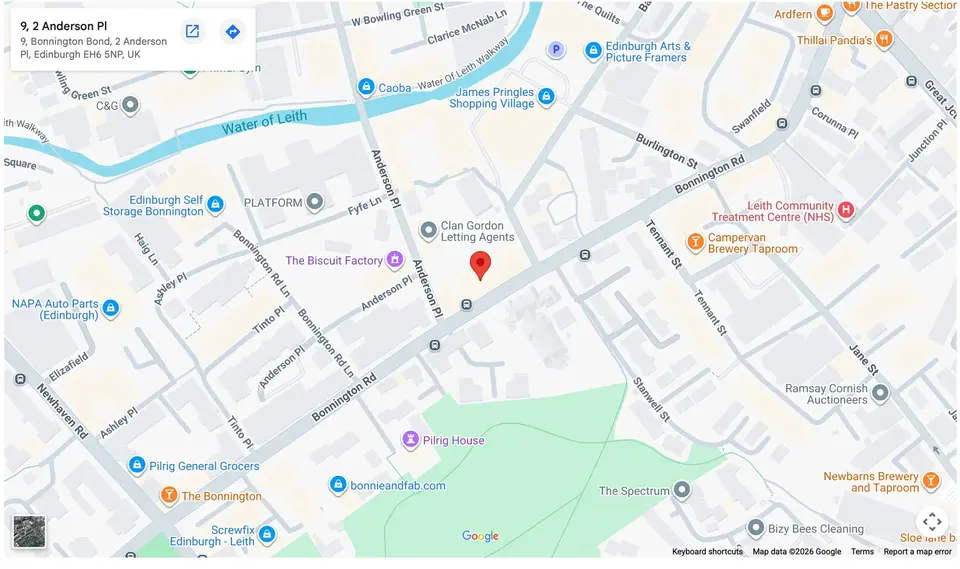Map showing the Anderson Place area of Edinburgh