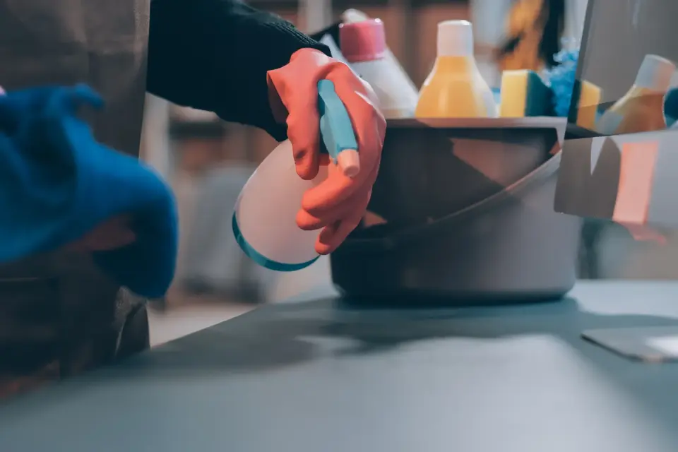 Cleaning products and equipment being prepared